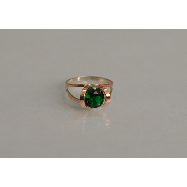 Кольцо серебряное  с золотыми вставками (010к)