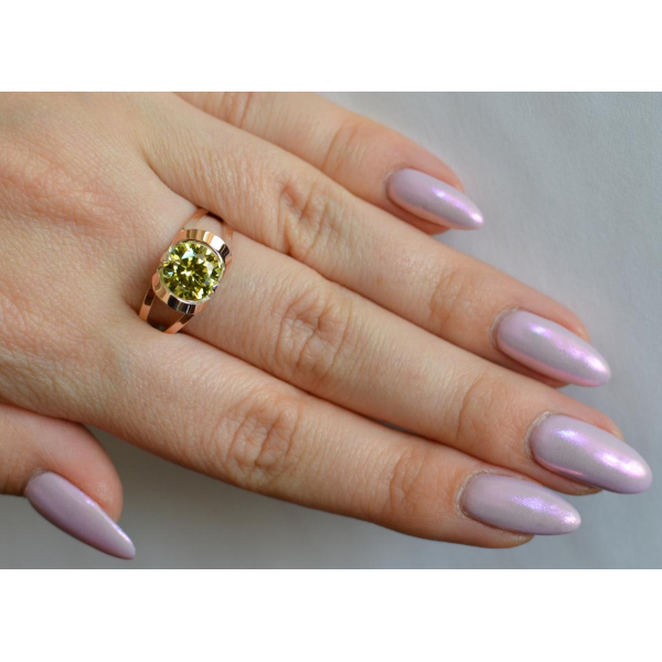 Кольцо серебряное  с золотыми вставками (010к)