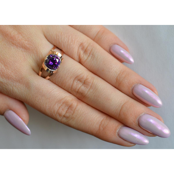 Кольцо серебряное  с золотыми вставками (010к)