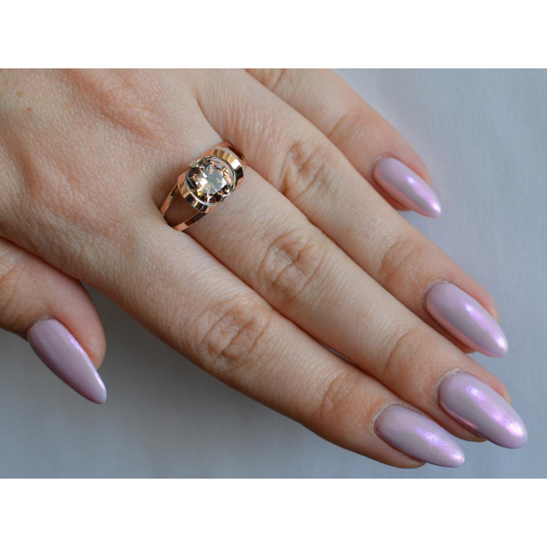 Кольцо серебряное  с золотыми вставками (010к)