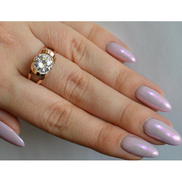 Кольцо серебряное  с золотыми вставками (010к)