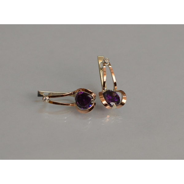 Серебряные серьги с накладками из золота (010с)