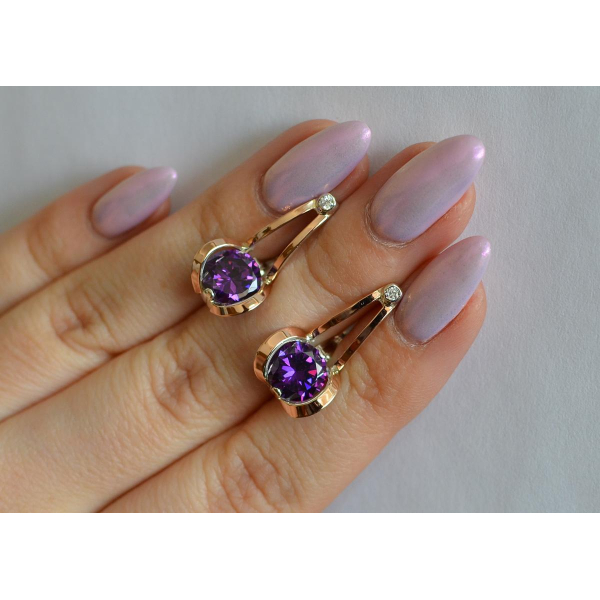 Серебряные серьги с накладками из золота (010с)