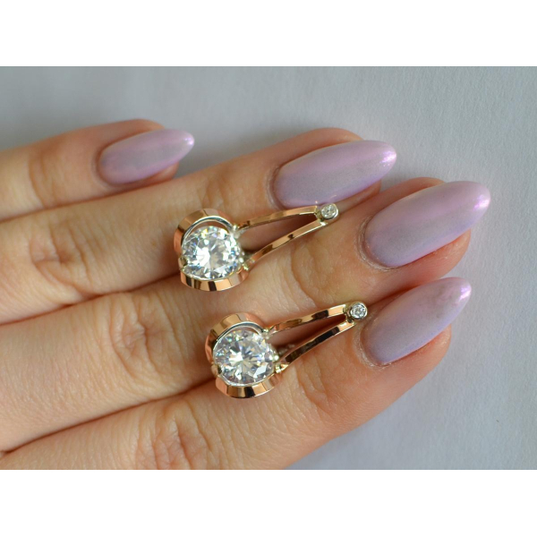 Серебряные серьги с накладками из золота (010с)