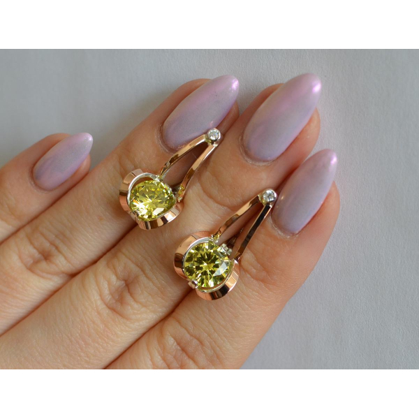 Серебряные серьги с накладками из золота (010с)