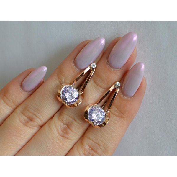 Серебряные серьги с накладками из золота (010с)