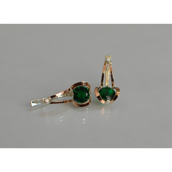 Серебряные серьги с накладками из золота (010с)