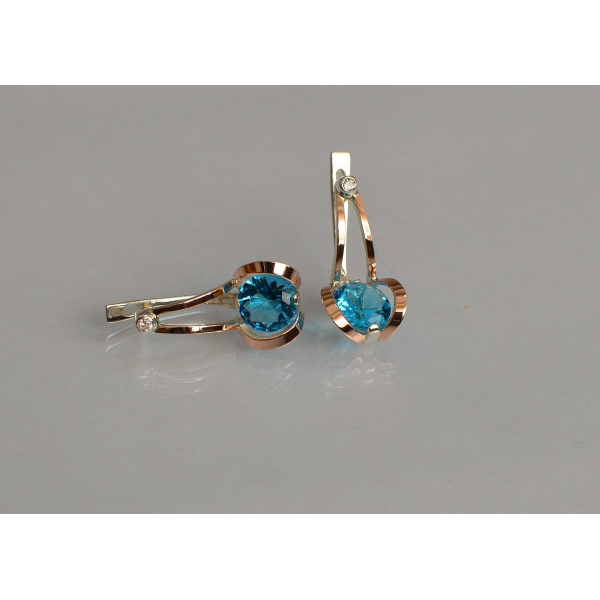 Серебряные серьги с накладками из золота (010с)