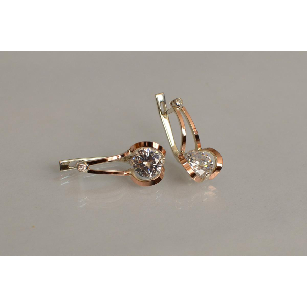 Серебряные серьги с накладками из золота (010с)