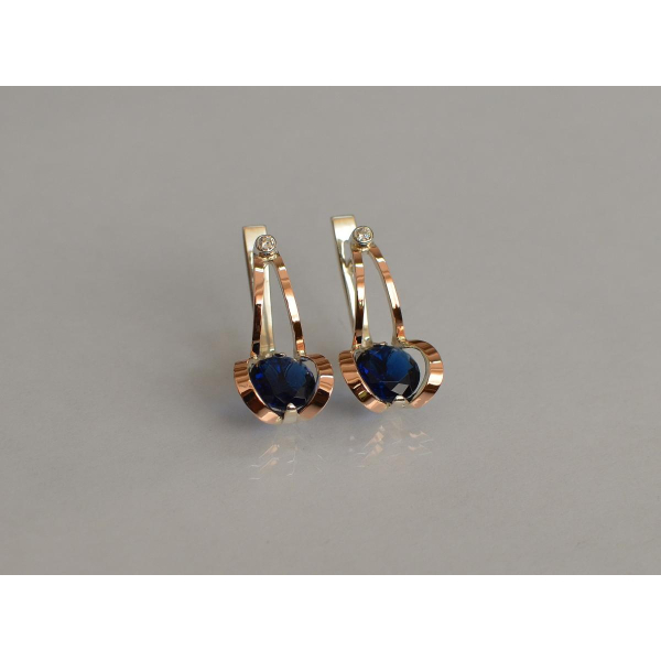 Серебряные серьги с накладками из золота (010с)