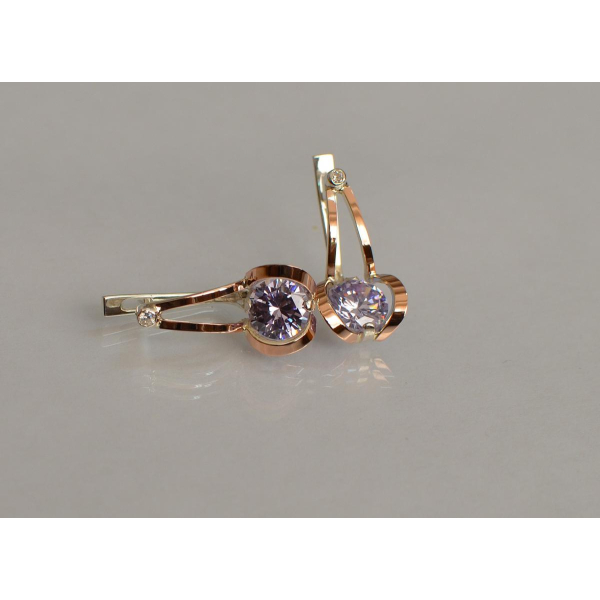 Серебряные серьги с накладками из золота (010с)