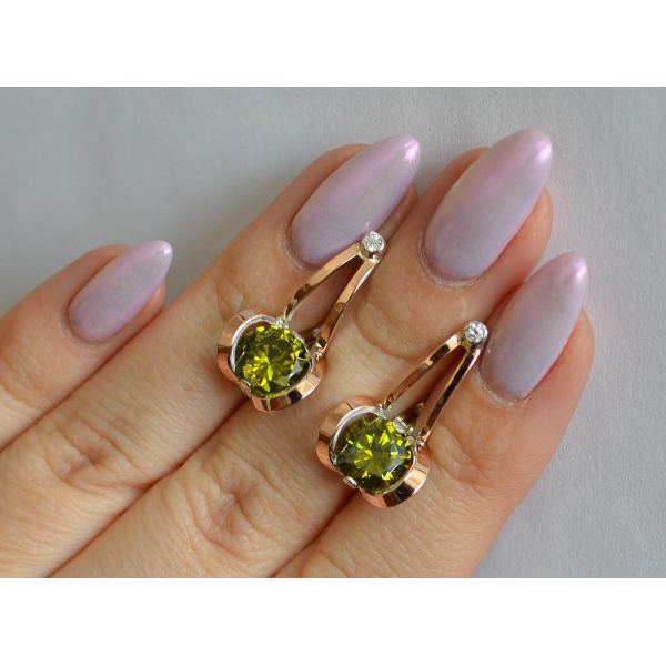 Серебряные серьги с накладками из золота (010с)