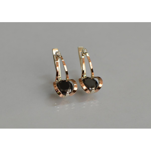 Серебряные серьги с накладками из золота (010с)