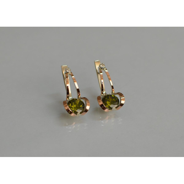 Серебряные серьги с накладками из золота (010с)