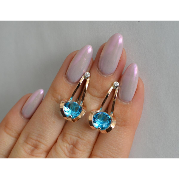 Серебряные серьги с накладками из золота (010с)