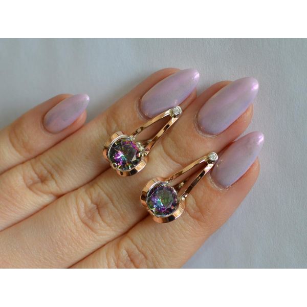 Серебряные серьги с накладками из золота (010с)