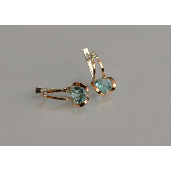 Серебряные серьги с накладками из золота (010с)