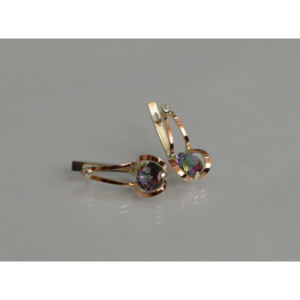 Серебряные серьги с накладками из золота (010с)