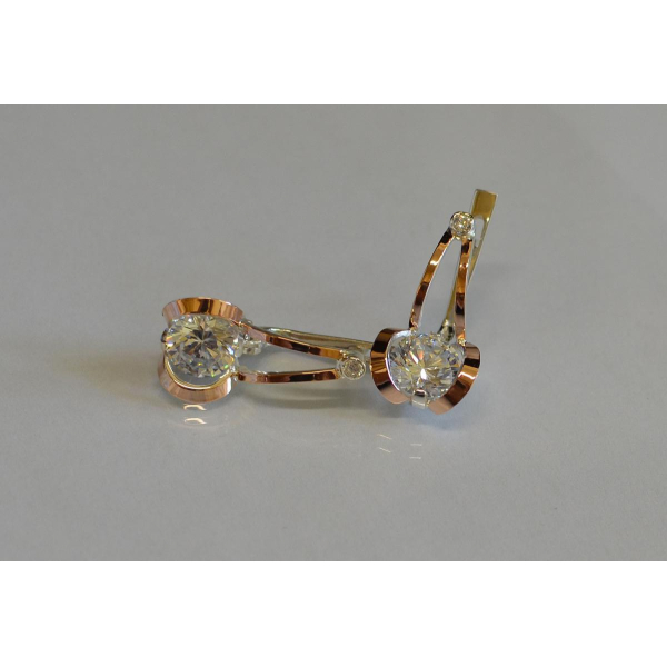 Серебряные серьги с накладками из золота (010с)