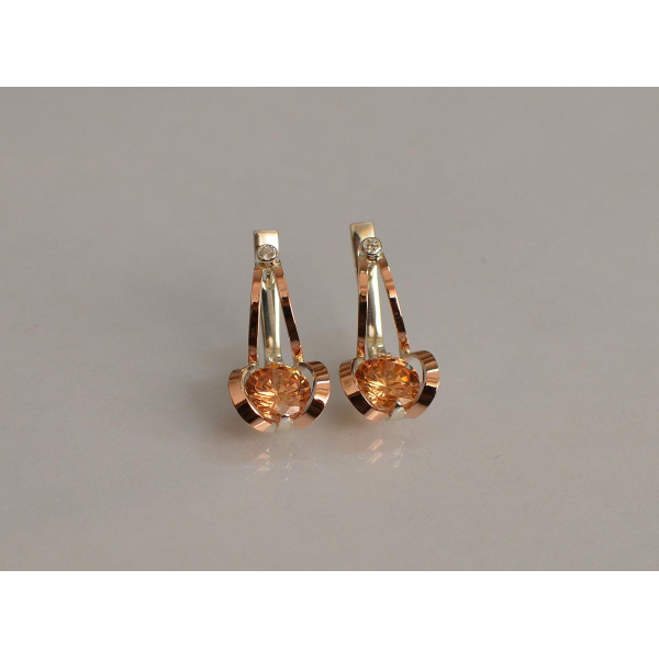 Серебряные серьги с накладками из золота (010с)