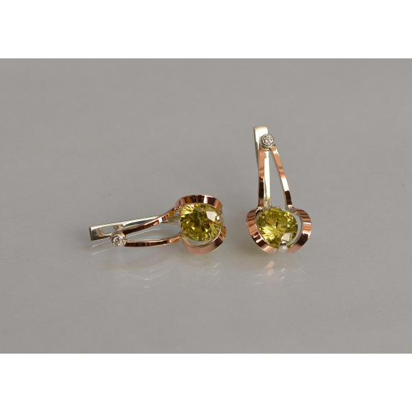 Серебряные серьги с накладками из золота (010с)