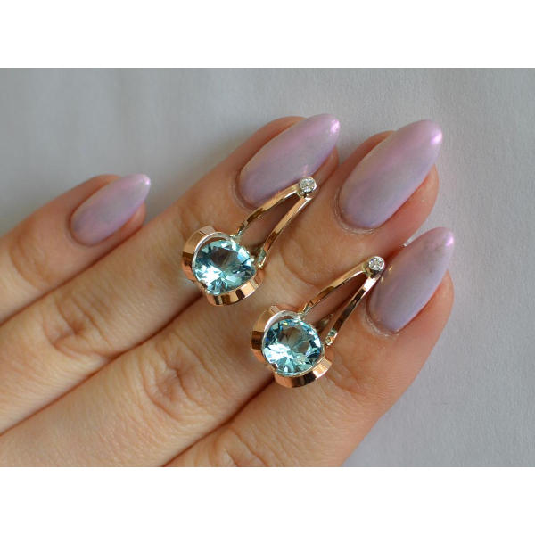 Серебряные серьги с накладками из золота (010с)