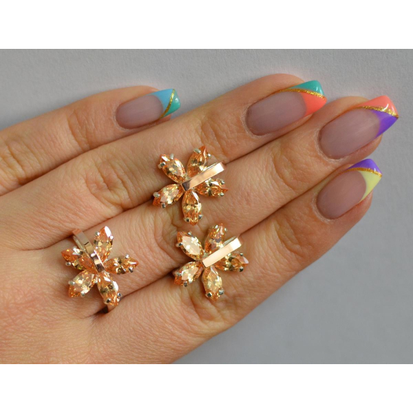 Серебряный гарнитур с золотыми вставками (011)