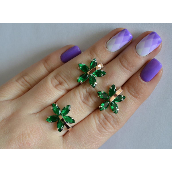 Серебряный гарнитур с золотыми вставками (011)