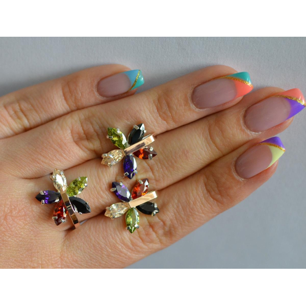 Серебряный гарнитур с золотыми вставками (011)