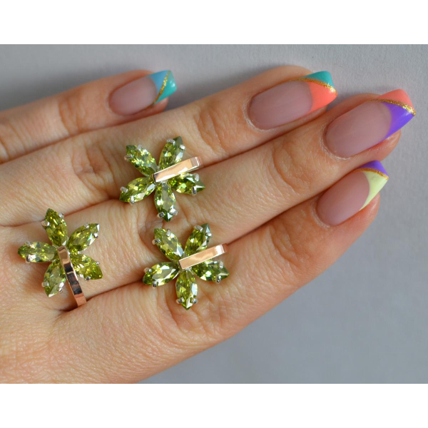 Серебряный гарнитур с золотыми вставками (011)