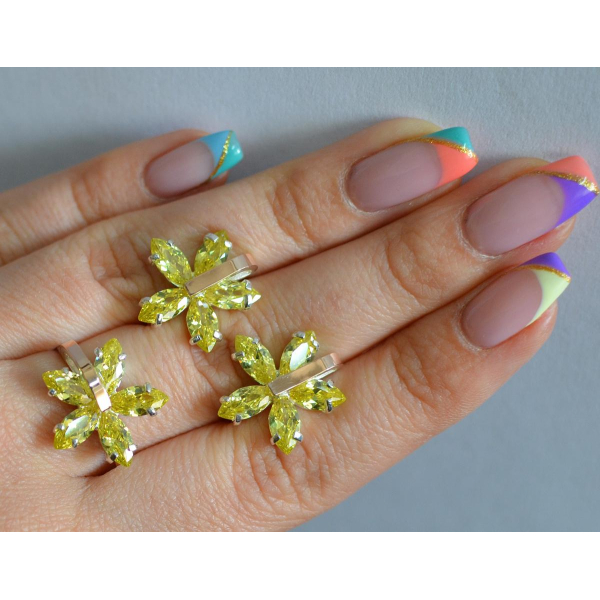 Серебряный гарнитур с золотыми вставками (011)