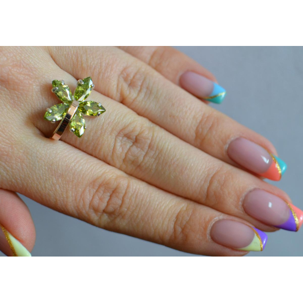 Серебряное кольцо с золотыми пластинами (011к)