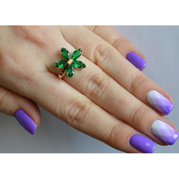 Серебряное кольцо с золотыми пластинами (011к)