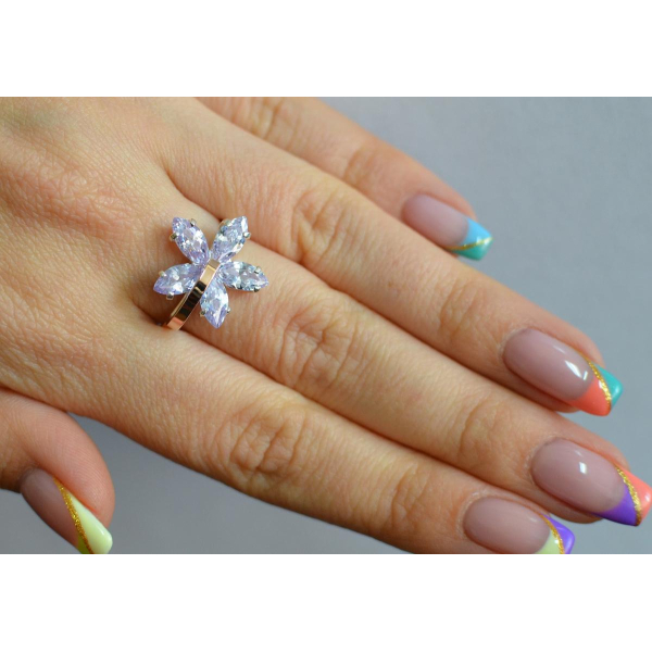 Серебряное кольцо с золотыми пластинами (011к)