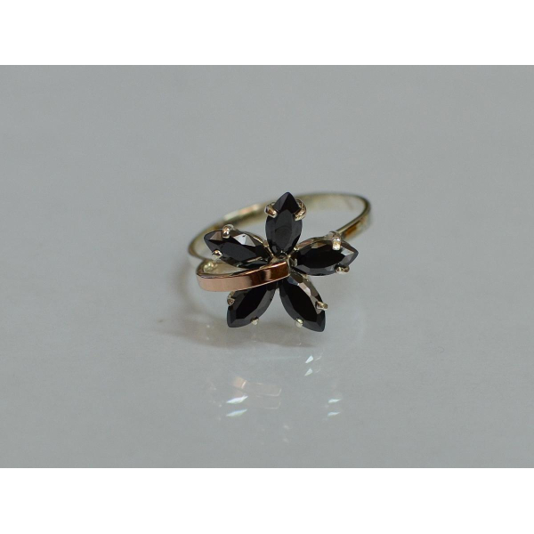 Серебряное кольцо с золотыми пластинами (011к)