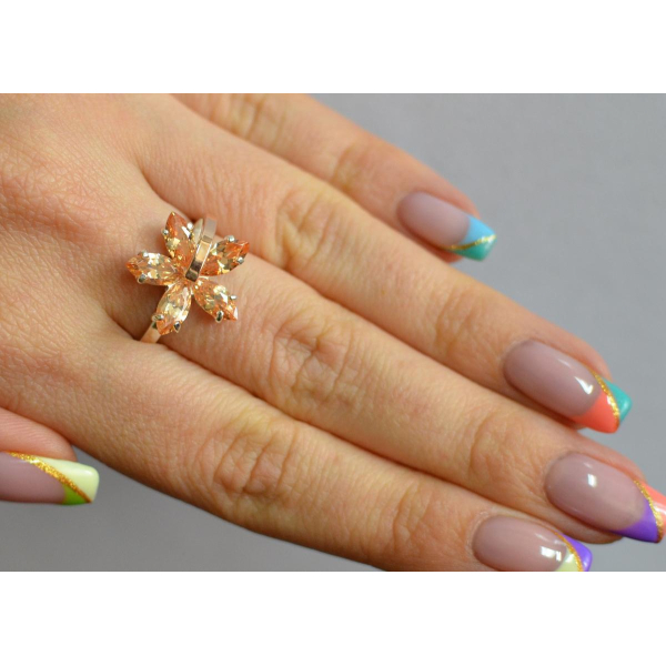 Серебряное кольцо с золотыми пластинами (011к)