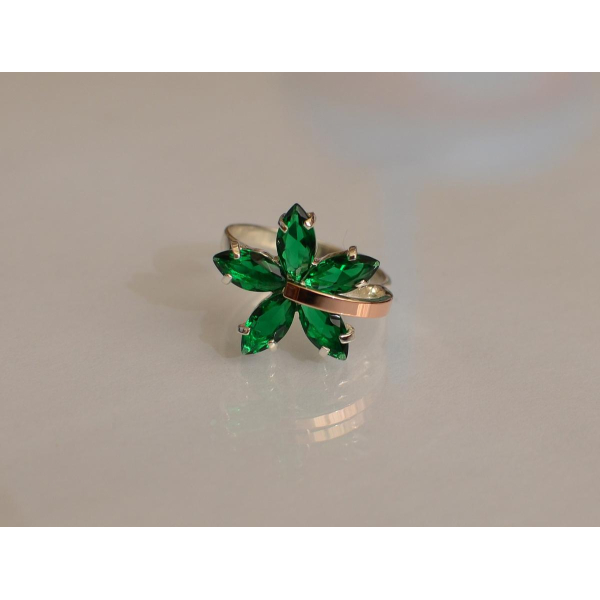 Серебряное кольцо с золотыми пластинами (011к)