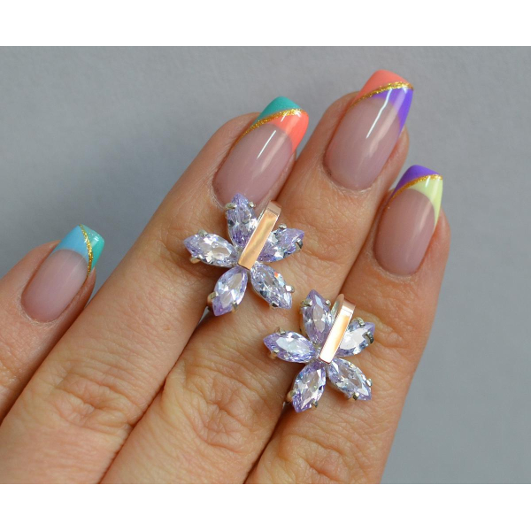 Серебряные серьги с золотыми накладками (011с)