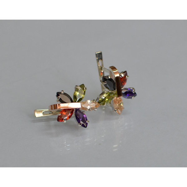 Серебряные серьги с золотыми накладками (011с)