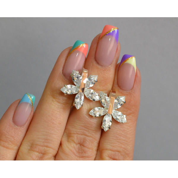 Серебряные серьги с золотыми накладками (011с)