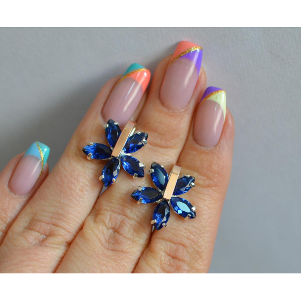 Серебряные серьги с золотыми накладками (011с)