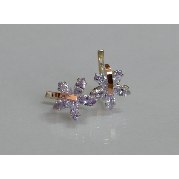 Серебряные серьги с золотыми накладками (011с)