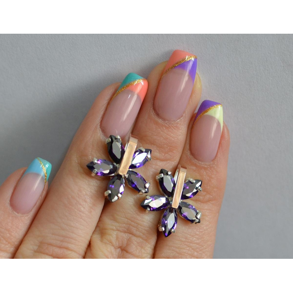 Серебряные серьги с золотыми накладками (011с)