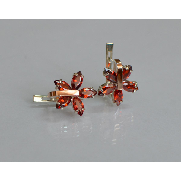 Серебряные серьги с золотыми накладками (011с)