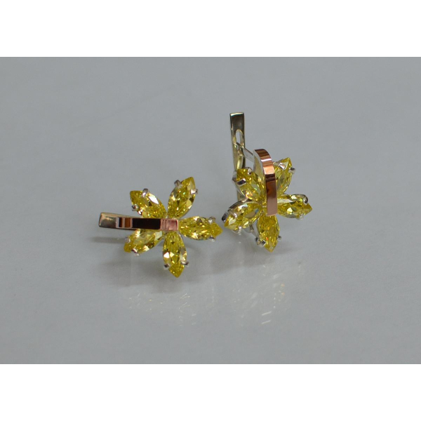 Серебряные серьги с золотыми накладками (011с)