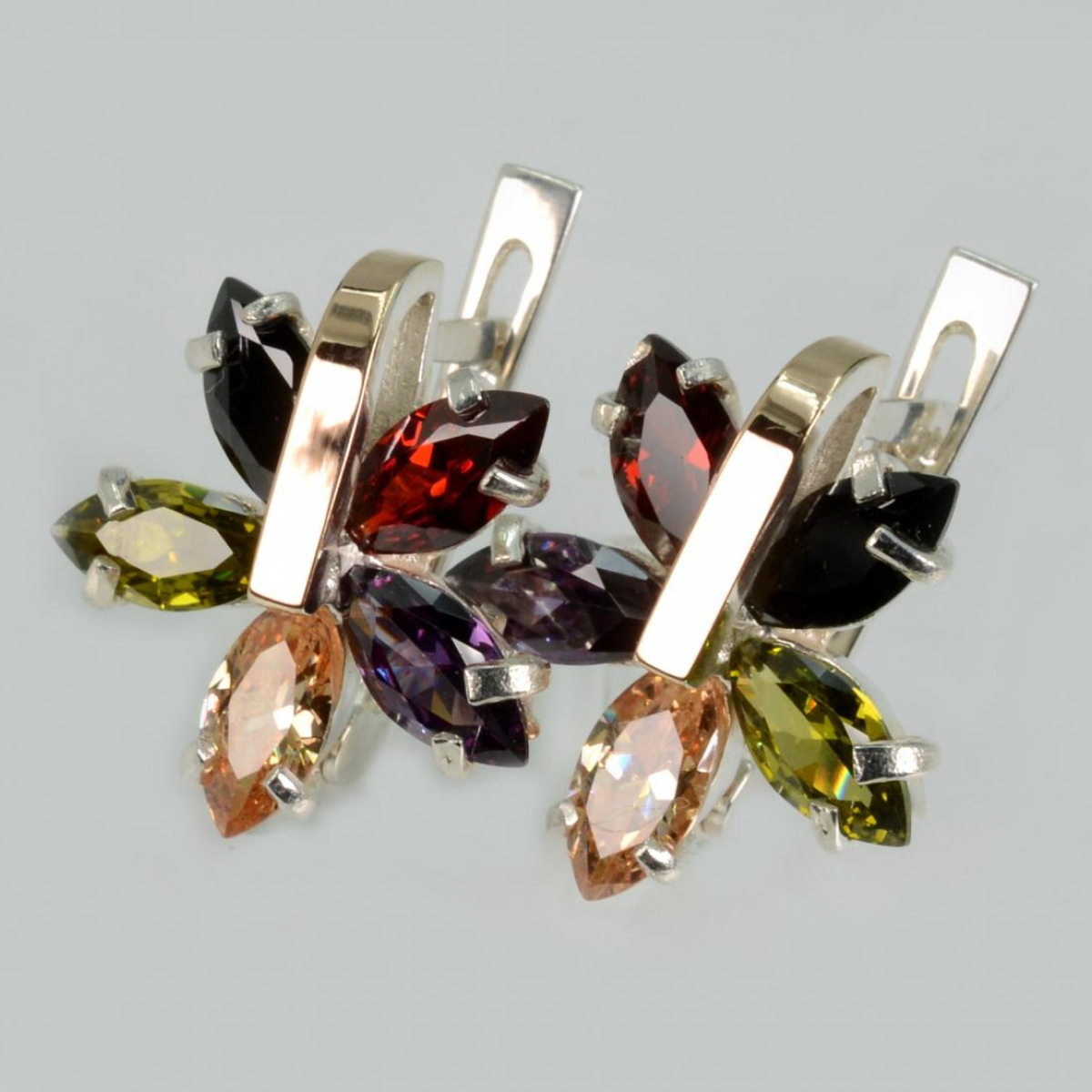 Серебряные серьги с золотыми накладками (011с)