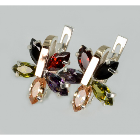 Серебряные серьги с золотыми накладками