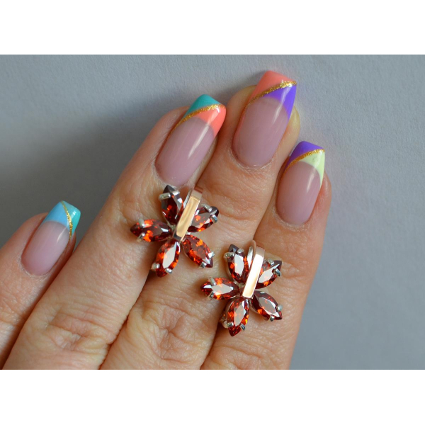 Серебряные серьги с золотыми накладками (011с)