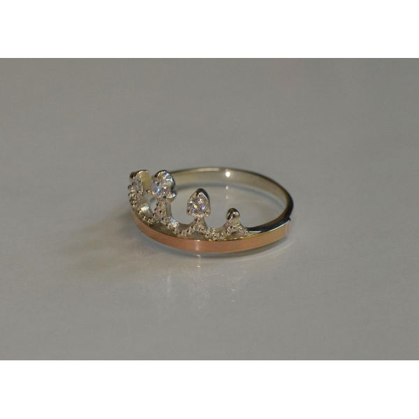 Серебряное кольцо  с пластинами из золота (013к)