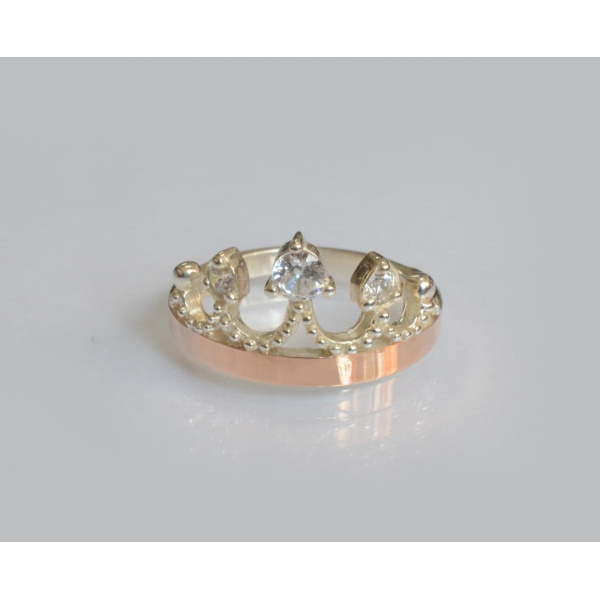 Серебряное кольцо  с пластинами из золота (013к)